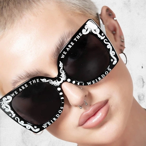 Killstar ✦ We Are The Weirdos Oversized Gothic Sunglasses ✦ Black OS NWT - Picture 4 of 7